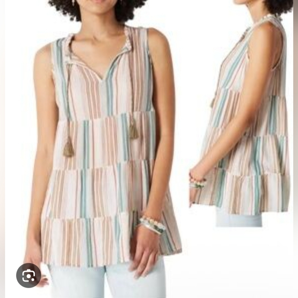 Striped Sleeveless Tunic Top